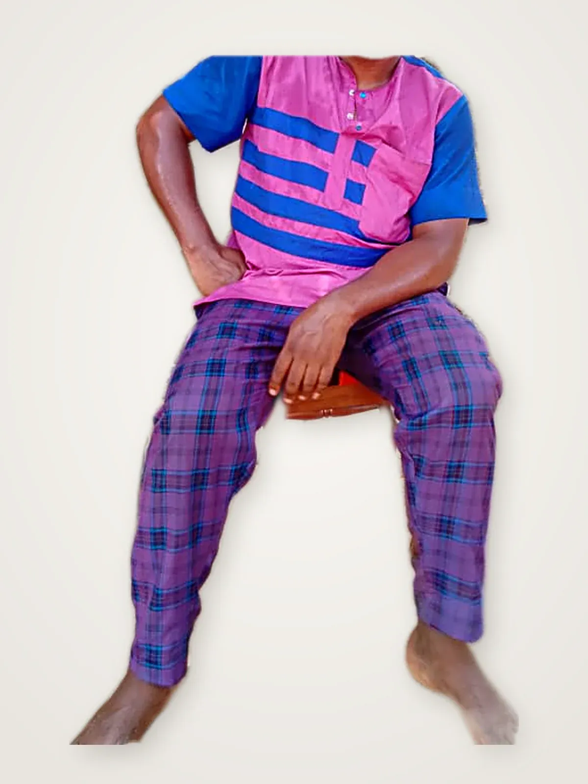 Pink Set with Blue Stripes
